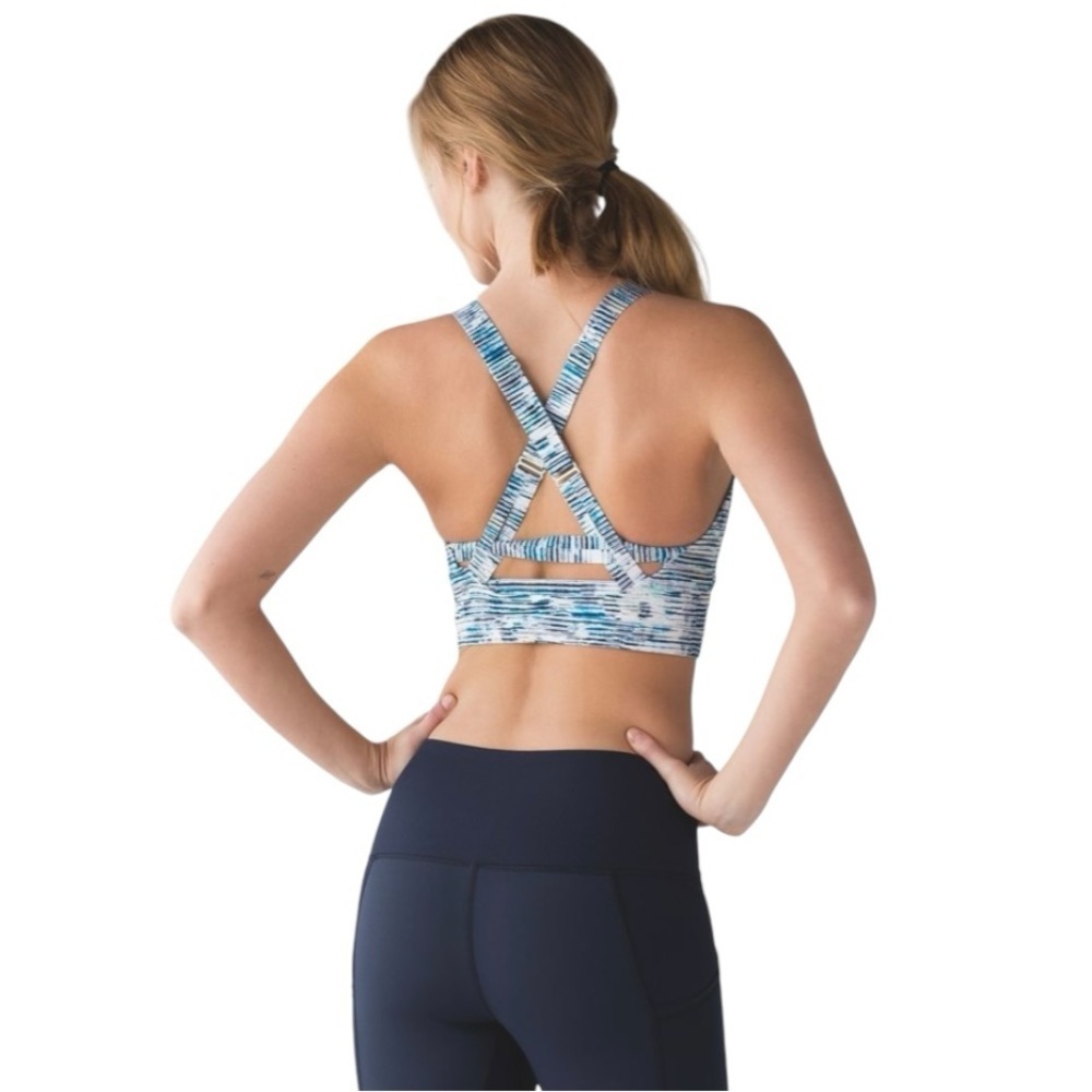 Lululemon Pure Practice Blurry Belle Blue Cross Back Sports Yoga Bra Women’s 6 - Picture 3 of 10